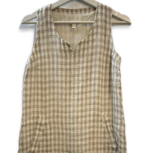 EILEEN FISHER Organic Linen Gingham Check Shift Dress Size XXS - Picture 1 of 8